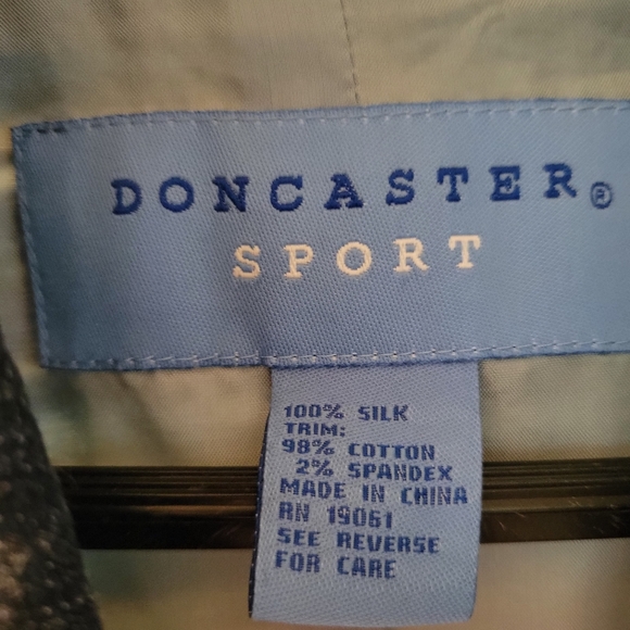 Doncaster women's size 8 sport 100% silk striped with denim trimmed jacket - Picture 7 of 16